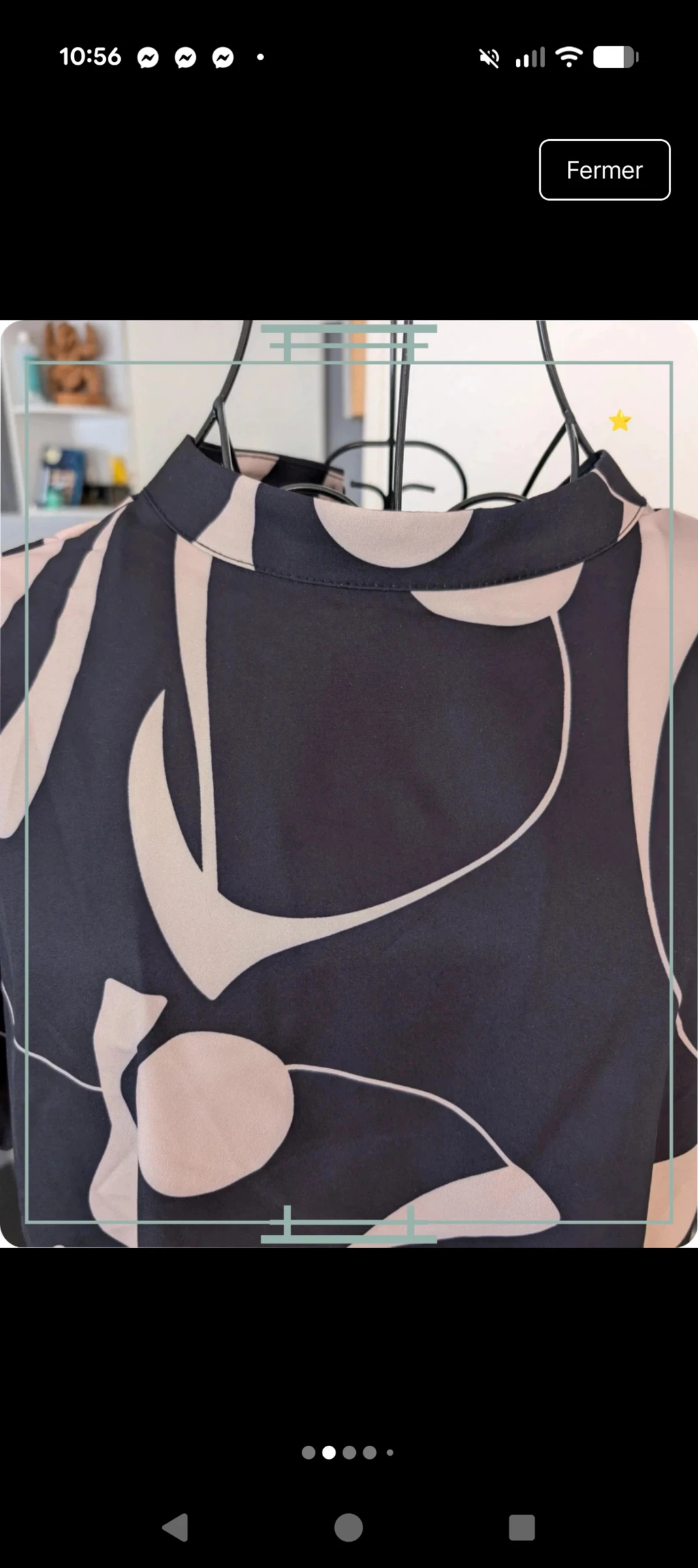 Beautiful abstract printed blouse / top - Black and beige - Size XL – photo 2